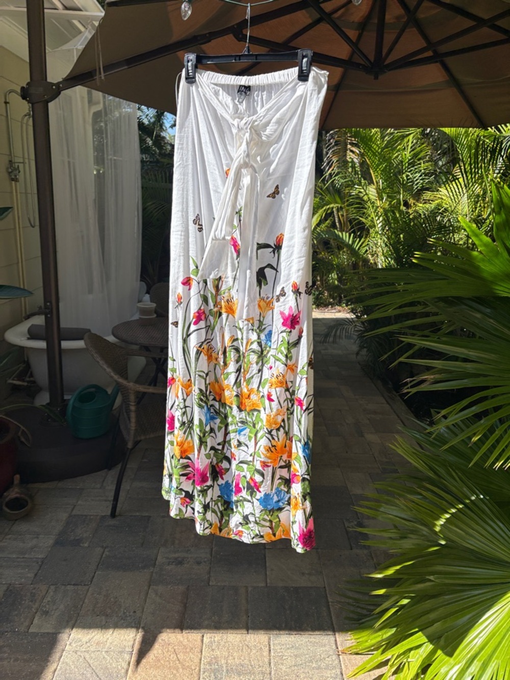 INC International Concepts White Maxi Dress with Multicolor Floral Print